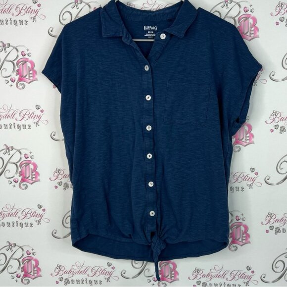 Buffalo David Bitton shirt button down tshirt blue Navy Button-Down Shirt - Picture 1 of 11